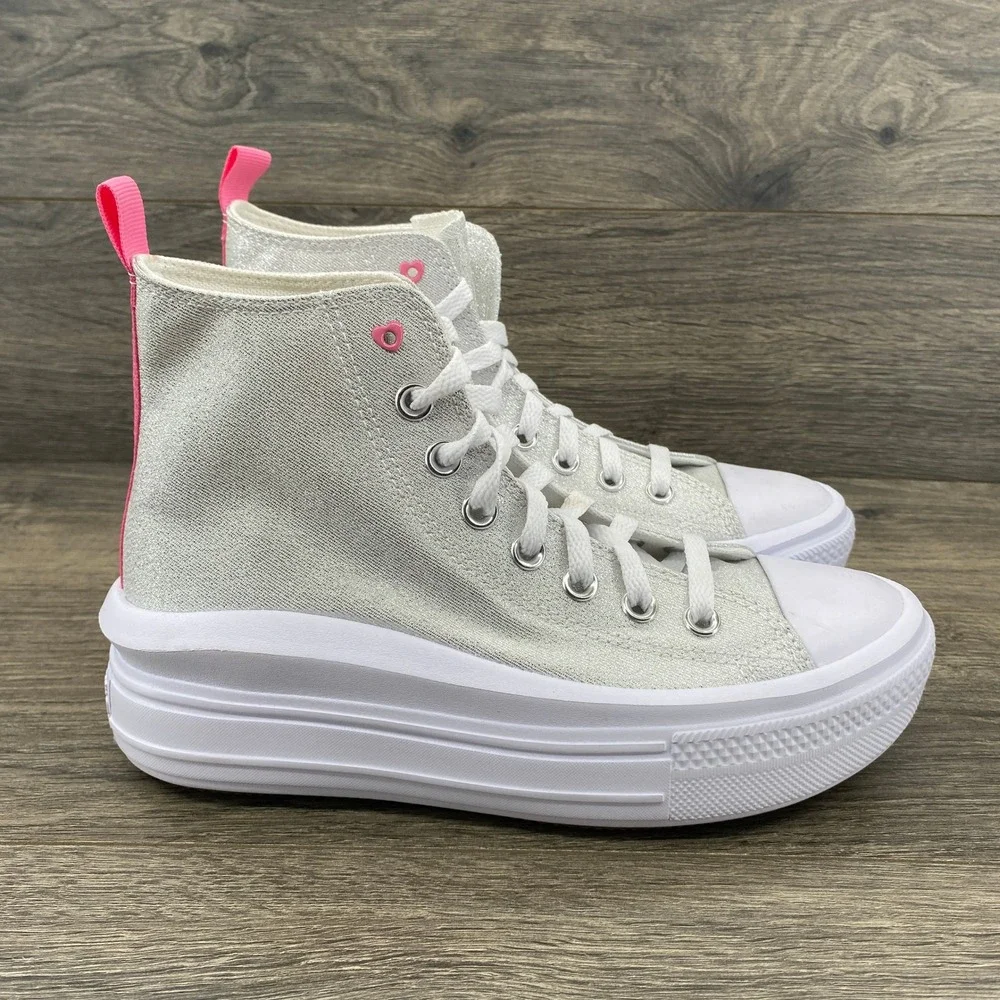 Converse Chuck Taylor All Star Move Silver Pink Platform High Top A06332C Kids 5